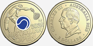 2 dollars 2025 Men's Australian Open - Envelope - Blue Australia
