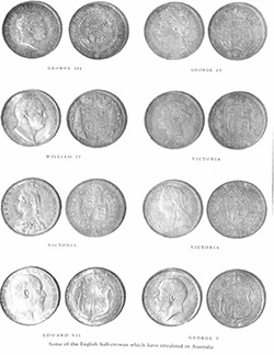 Some of the English half-crowns which have circulated in Australia